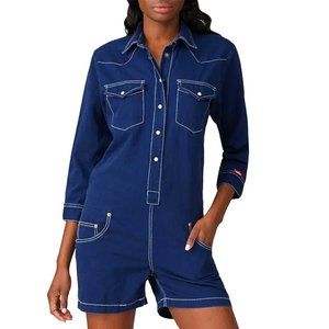 💥HOT ITEM💥DENIMIST Dark Wash Button Down Cowboy Denim Romper
